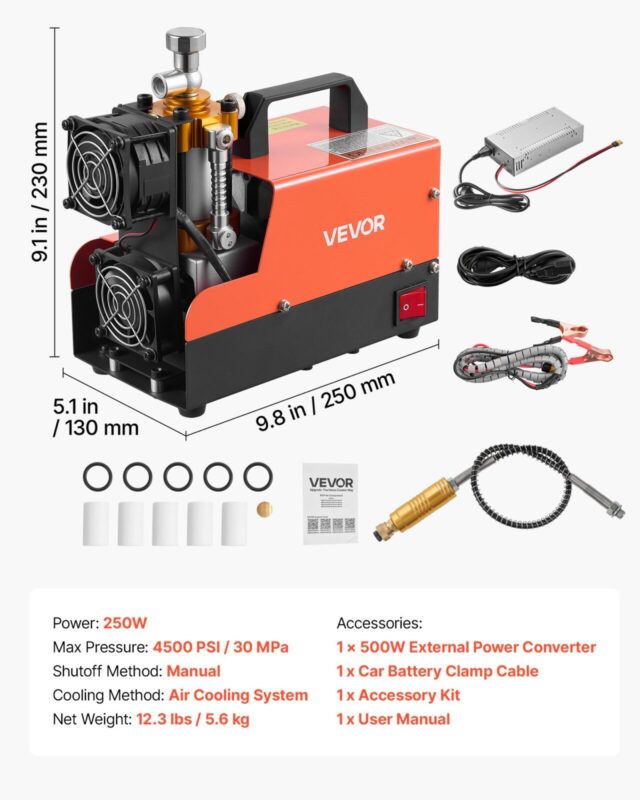 PCP õhukompressor 310 baari PCP õhupüssi kompressor ja väline muundur, 250 W