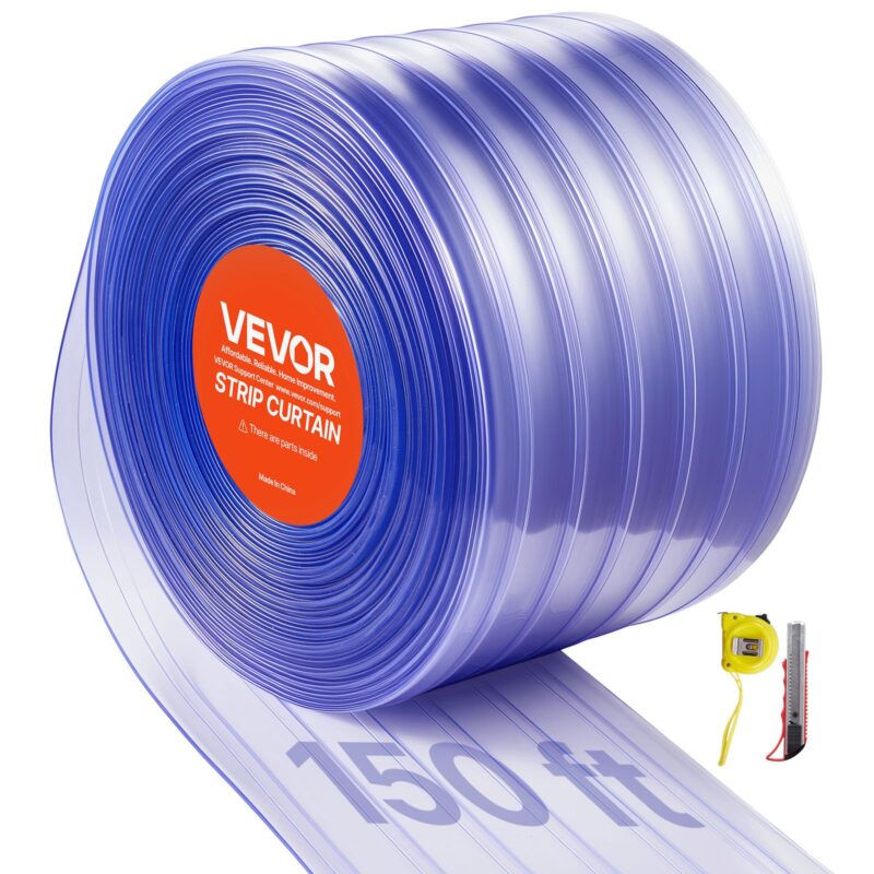 Clear PVC Strip Curtain, 45,7 m, 30,5 cm laius