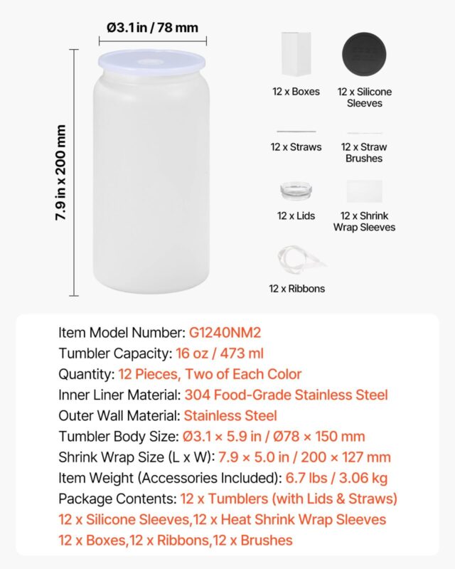Sublimatsiooniklaasid, 473 ml, 12 tk