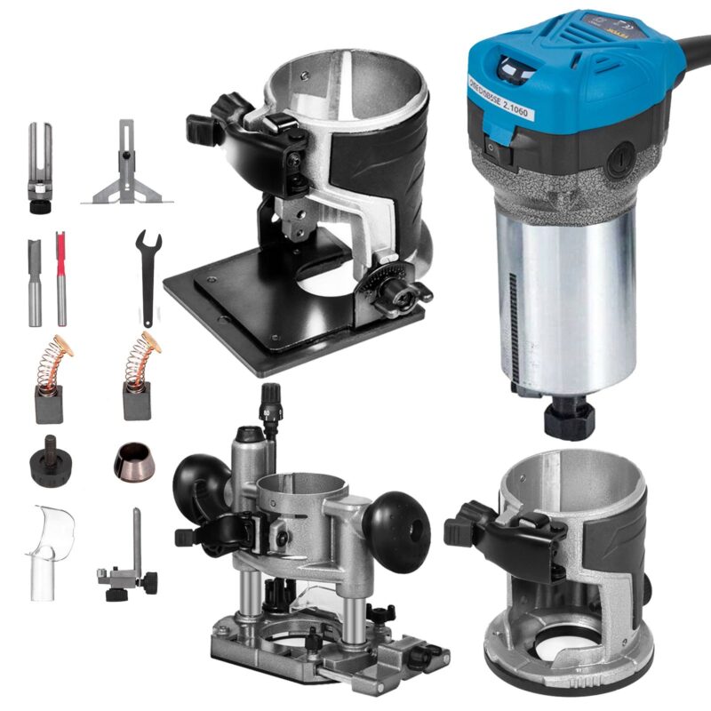 800W Max Torque Variable Speed 30,000RPM Compact Router with Collets 6.4 mm & 9.5 mm