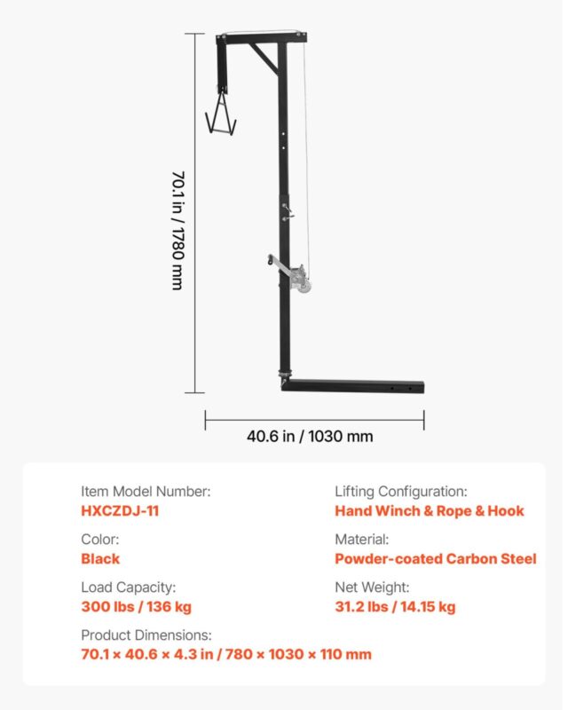 VEVORi veoauto haakekonksuga mängutõstuk, 136 kg, 5,08 cm