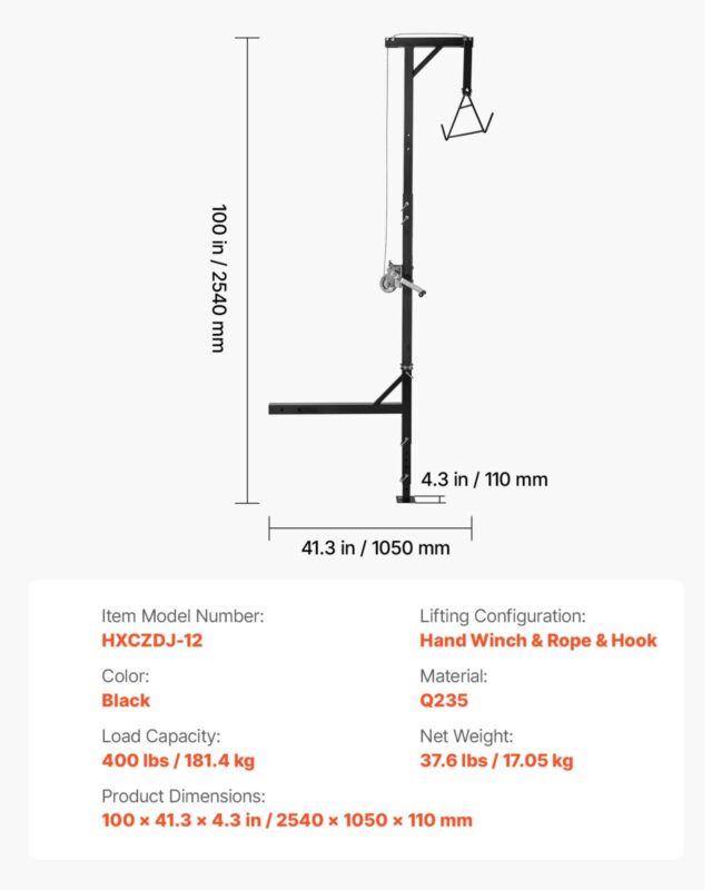 VEVORi veoauto haakekonksuga mängutõstuk, 181 kg, 5,08 cm
