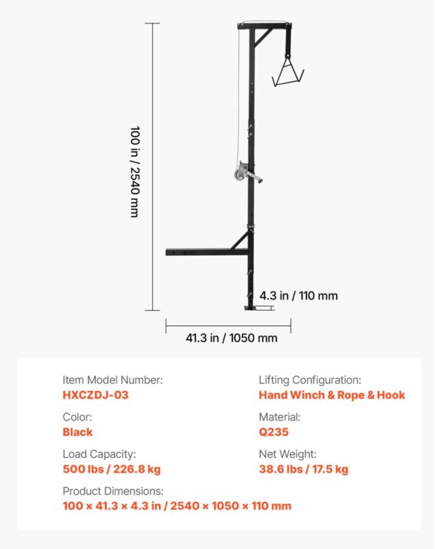 VEVORi veoauto haakekonksuga mängutõstuk, 227 kg, 5,08 cm