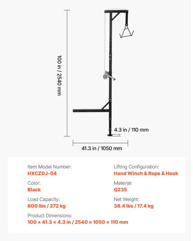 VEVORi veoauto haakekonksuga mängutõstuk, 272 kg, 5,08 cm