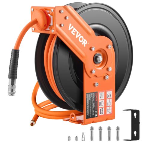 Retractable Air Hose Reel, 0,11 x 15,2 m, 6,35 mm