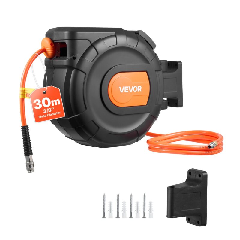 Retractable Air Hose Reel, 30 m, 9,5 mm