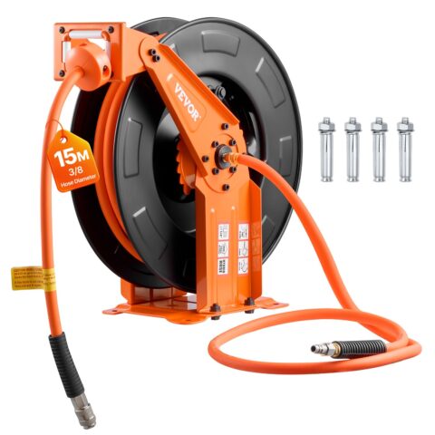 Retractable Air Hose Reel, 15 m, 9,5 mm