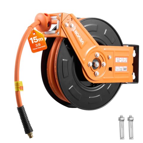 Retractable Air Hose Reel, 15 m, 9,5 mm