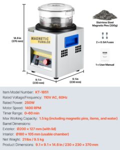 KT-185 magnetiline trummel 180mm ehete poleerimisvahend trummel ja poleerimisviimistleja — pilt 7