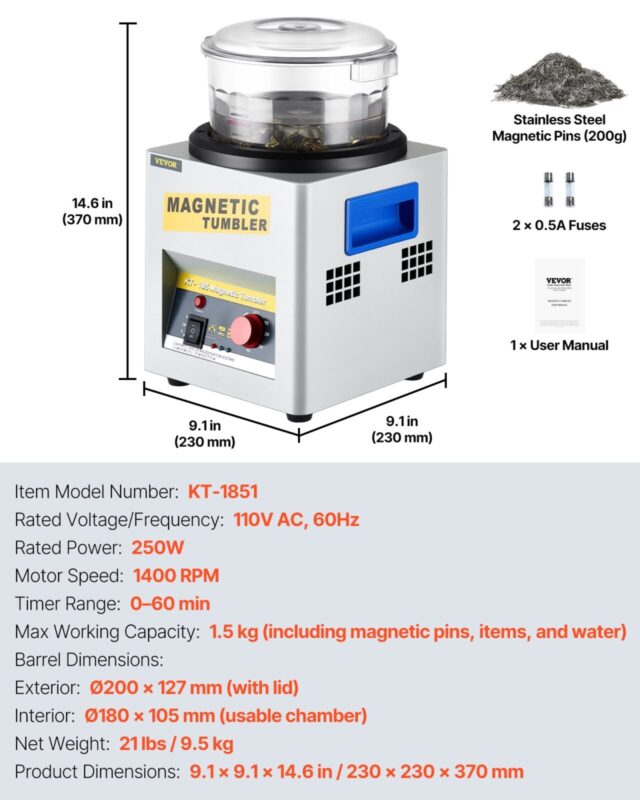 KT-185 magnetiline trummel 180mm ehete poleerimisvahend trummel ja poleerimisviimistleja