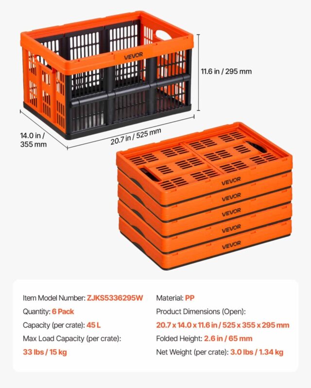 Kokkupandavad plastkastid, 15 kg, 45 L