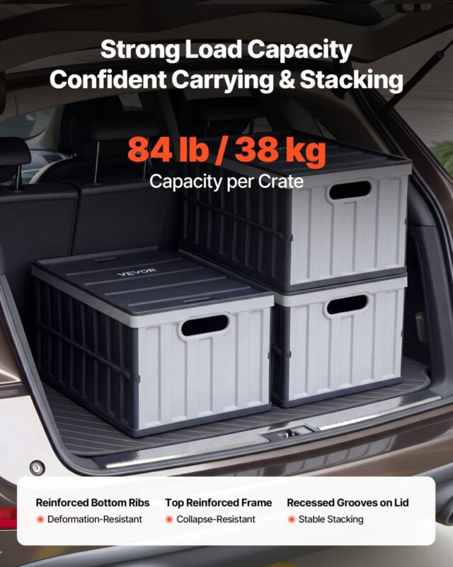 Plastist kokkupandavad hoiukastid kaantega, 38 kg, 65 L