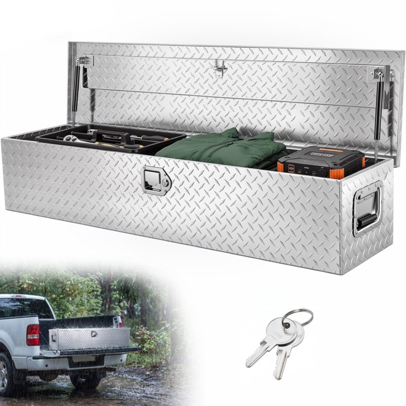 Heavy Duty Aluminum Truck Bed Tool Box, 50 kg, 121,9 x 38,1 x 38,1 cm
