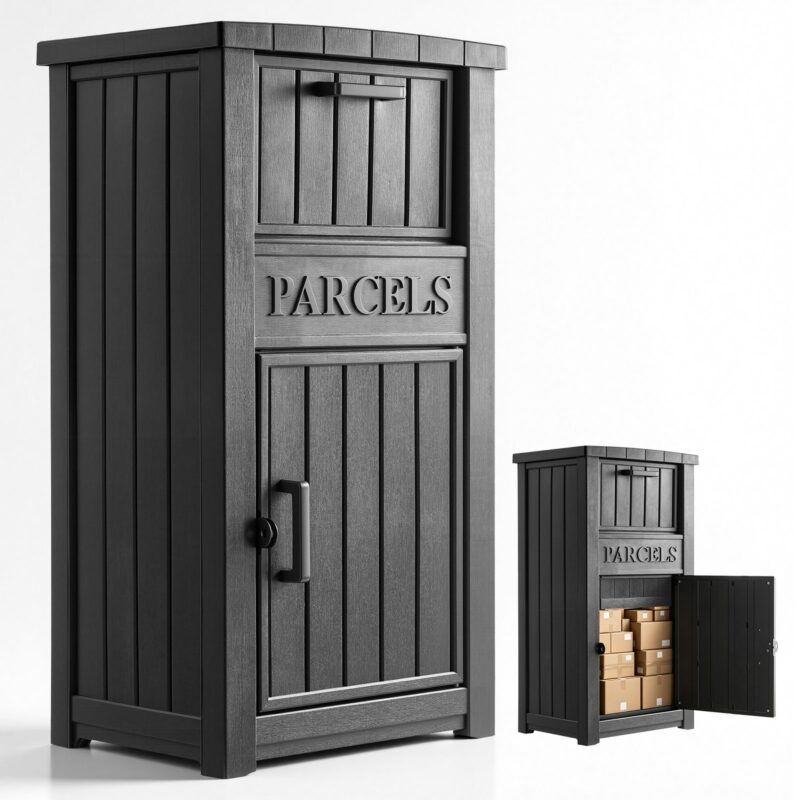 Package Delivery Box for Outside 1121 mm Large Parcel Drop Box Black