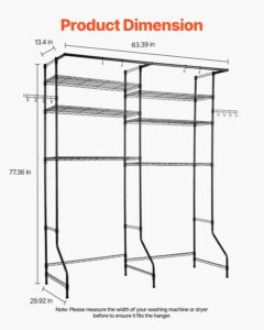 VEVOR Pesumasina ja kuivati ​​kohal olevad hoiuriiulid, 10 kg, 6 tasandit, must — pilt 2