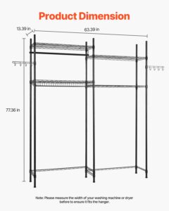 VEVOR Pesumasina ja kuivati ​​kohal olevad hoiuriiulid, 10 kg, 4 tasandit, must — pilt 2