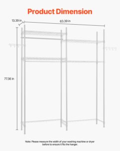 VEVOR Pesumasina ja kuivati ​​kohal olevad hoiuriiulid, 10 kg, 4 tasandit, valge — pilt 2