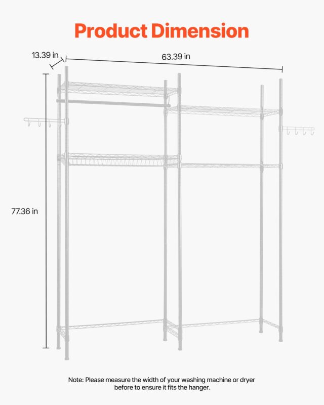 VEVOR Pesumasina ja kuivati ​​kohal olevad hoiuriiulid, 10 kg, 4 tasandit, valge