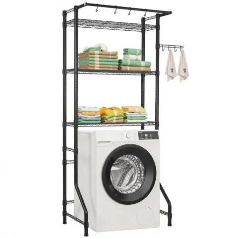 VEVOR Pesumasina ja kuivati ​​kohal olev hoiuriiul, 10 kg, 3 tasandit, must