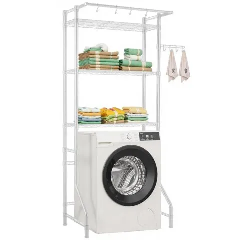 VEVOR Pesumasina ja kuivati ​​kohal olev hoiuriiul, 10 kg, 3 tasandit, valge