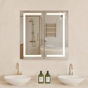 Valgustusega ravimikapp peegliga, 65 x 65 cm — pilt 1