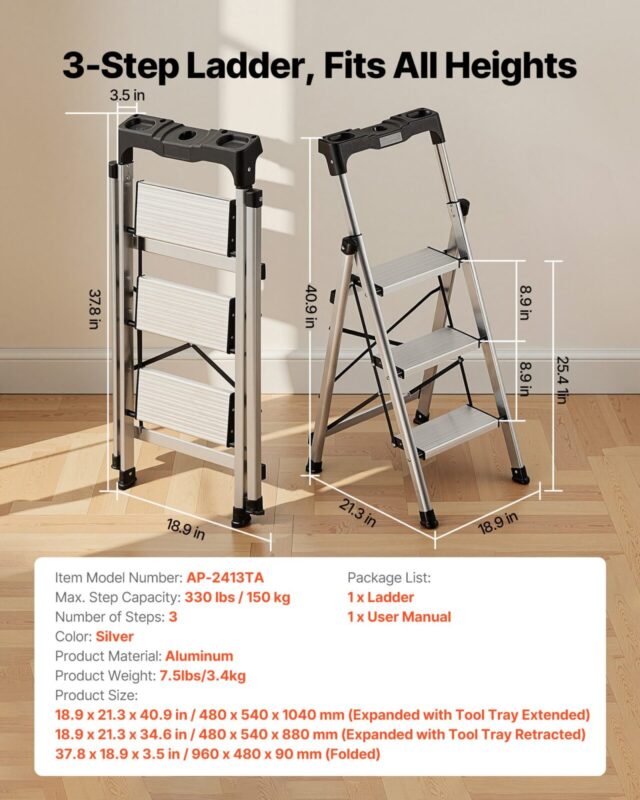 VEVOR 3 astmeline redel, 150 kg, 48×53×104 cm