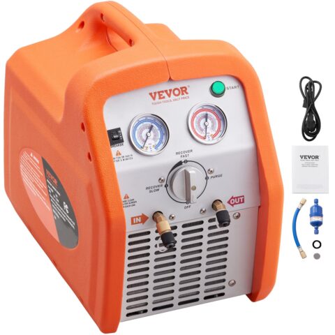 1 HP Refrigerant Recovery Machine - Dual Cylinder Portable AC Recovery Machine with High