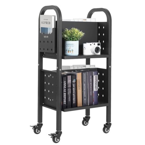 Rolling Library Book Cart, 45,4 kg, 70 kg, 45 x 33 x 88 cm, 50,8 mm