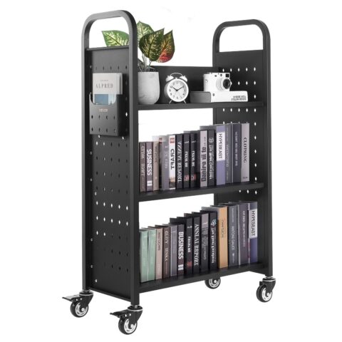 Rolling Library Book Cart, 150 kg, 77 x 38 x 122 cm, 76,2 mm