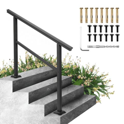 Handrail Banister Outdoor Stairs 122 x 90.2 cm Outdoor Handrail Stair Railing Adjustable