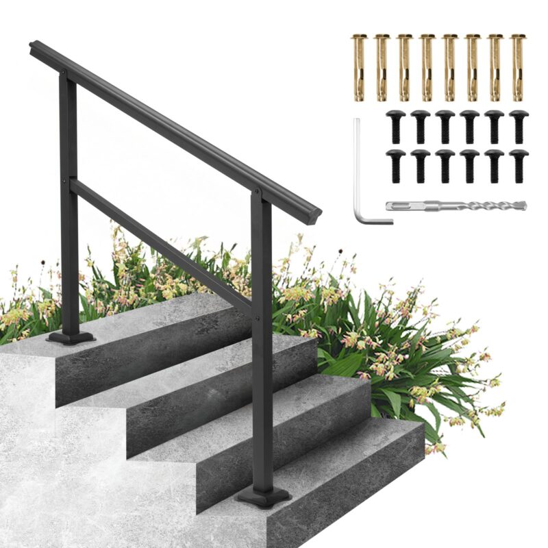 Handrail Banister Outdoor Stairs 122 x 90.2 cm Outdoor Handrail Stair Railing Adjustable