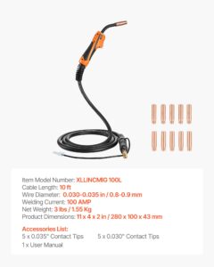 100A MIG keevituspüstol 3m kaabliga, 3 m, 100 L, 11 tk — pilt 7