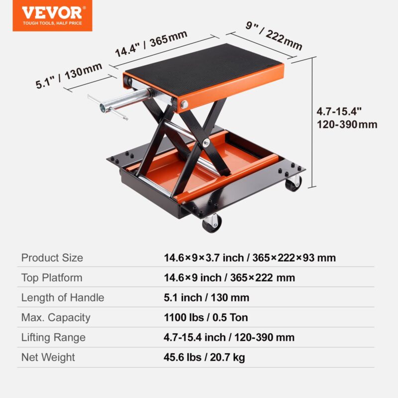 Mootorratta tõstuk ATV käärtõstukiga, 499 kg, 499,5 kg