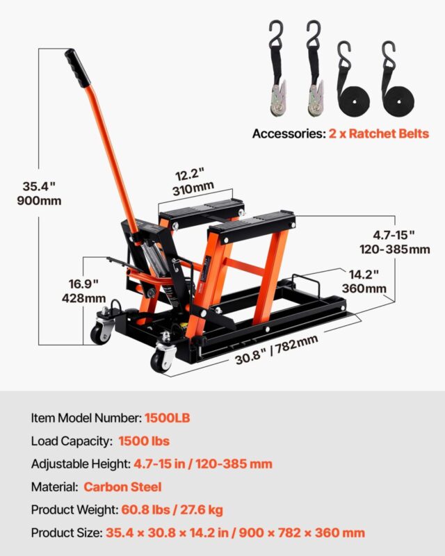 Mootorratta hüdraulilise pumba tungraud 680,4 kg ATV krossiratta alus, 680 kg