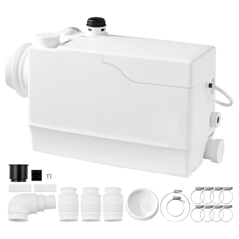 Macerator Pump 800W 12000L/h Flow 10 m Head Side Toilet Inlet, 800 W, 12000 L/h