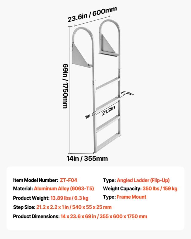 VEVOR Ülespööratav dokiredel, 159 kg, 13×63×114 cm