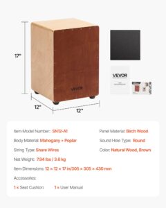 VEVOR Cajon Box Trumm, 305 x 305 x 430 mm, 3,6 kg — pilt 7