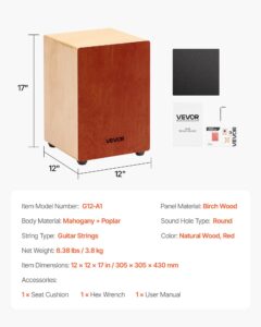 VEVOR Cajon Box Drum, 305 x 305 x 430 mm, 3,8 kg — pilt 7