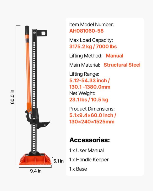 Talutungraud alusega, 3175,2 kg, 152,5 cm, 1380 mm