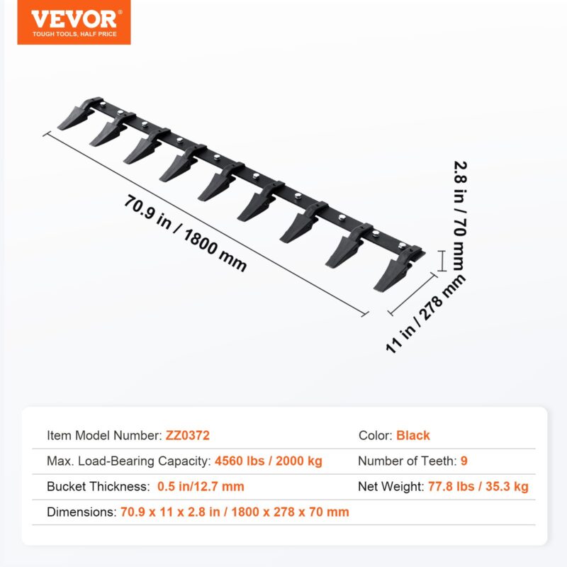 VEVORi kopa hambalatt, 2000 kg, 2068 kg, 1800×278×70 mm