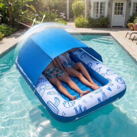 Inflatable Pool Float with UPF 50+ Canopy, 250 kg, 2,09 x 1,4 m