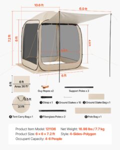 VEVOR Varikatusega telk, 1825 x 1825 x 2200 mm, 7,7 kg — pilt 7