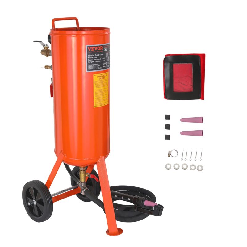 37.9 L Heavy-Duty Sand Blaster 4.13-7.58 bar with 2 Nozzles & 228.6 cm Hose, 37,9 L