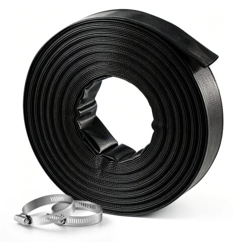 Discharge Hose 2.54-1.27 cm x 30.48 m PVC Lay Flat Backwash Water Pump Hose, 1,27 cm