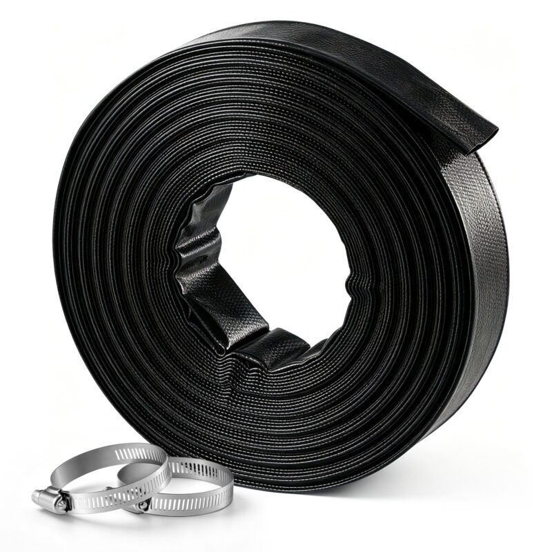 Discharge Hose 2.54-1.27 cm x 30.48 m PVC Lay Flat Backwash Water Pump Hose, 1,27 cm