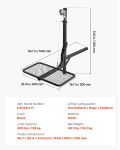 Tõstesüsteemi platvormiga haaketõstuk, 136 kg, 5,08 cm — pilt 7