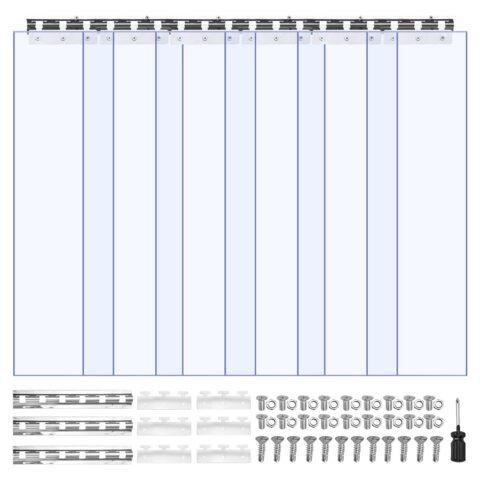 Clear PVC Strip Curtain, 2,1 m kõrgus, 0,96 m laius, 2 mm paksus, 6 tk