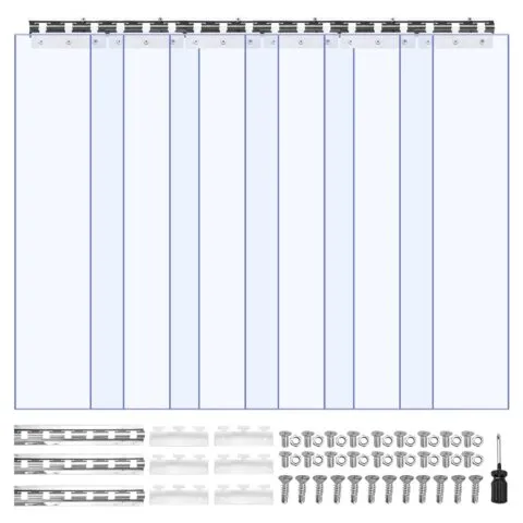 VEVOR Läbipaistev PVC ribakardin, 2,1 m kõrgus, 0,96 m laius, 2 mm paksus, 6 tk, 75 kg