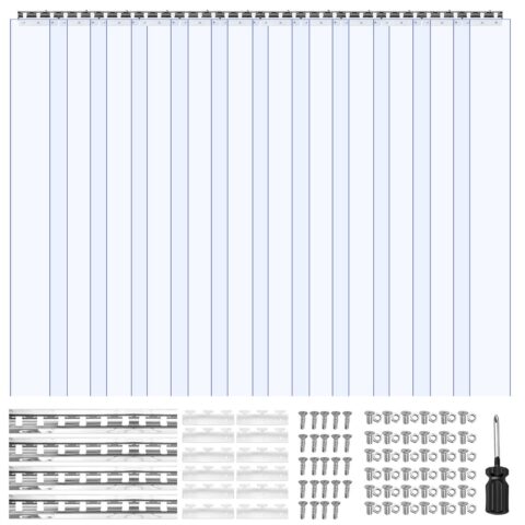 Clear PVC Strip Curtain, 2,4 m kõrgus, 1,8 m laius, 2 mm paksus, 12 tk