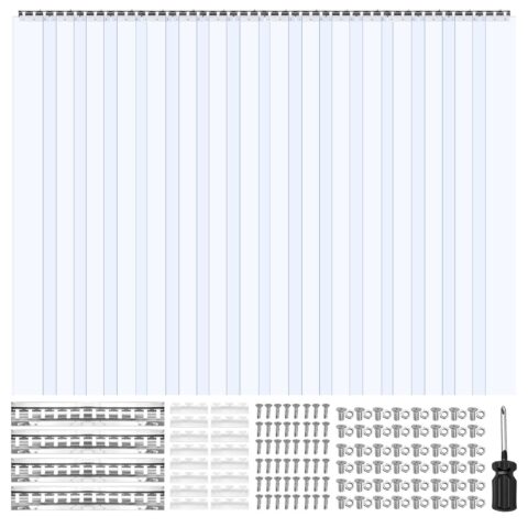 Clear PVC Strip Curtain, 2,4 m kõrgus, 2 mm paksus, 16 tk